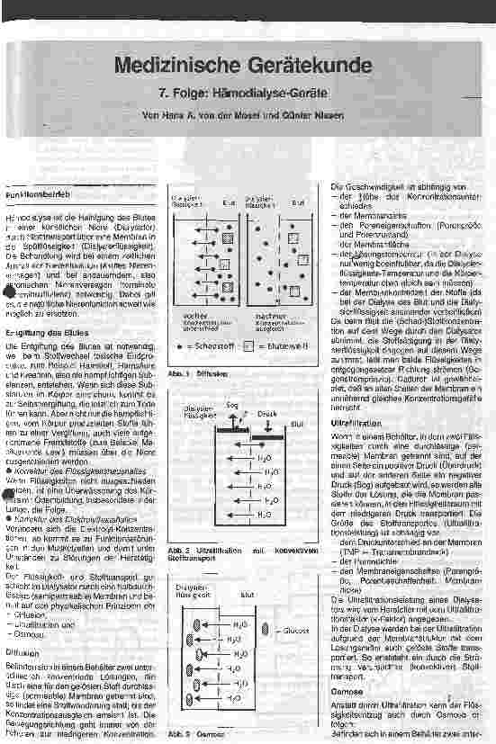 Vorschauseite 1: Medizinische Gerätekunde 7. Folge: Hämodialyse-Geräte