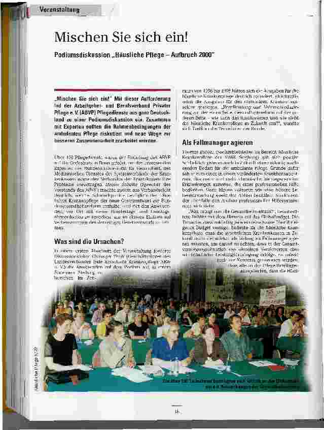 Vorschauseite 1: Mischen Sie sich ein! Podiumsdiskussion Häusliche Pflege - Aufbruch 2000