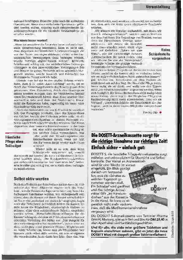 Vorschauseite 3: Mischen Sie sich ein! Podiumsdiskussion Häusliche Pflege - Aufbruch 2000