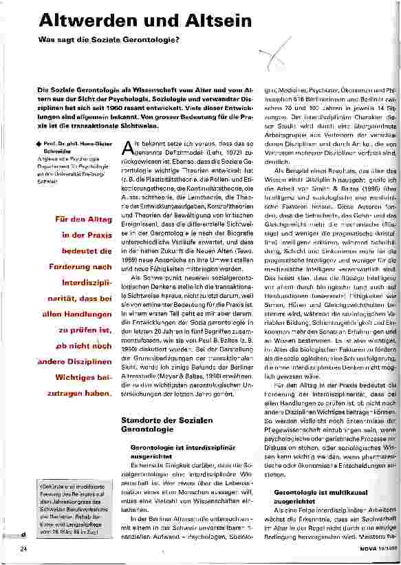 Vorschauseite 1: Altwerden und Altsein Was sagt die Soziale Gerontologie?