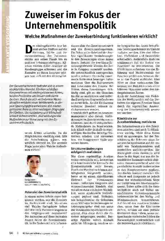 Vorschauseite 1: Zuweiser im Fokus der Unternehmenspolitik