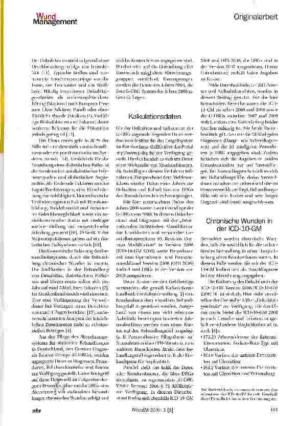 Vorschauseite 2: Kosten chronischer Wunden im G-DRG-System -eine Analyse ausgewählter Abrechnungsgruppen aus den Kalkulationsdaten des Jahres 2006