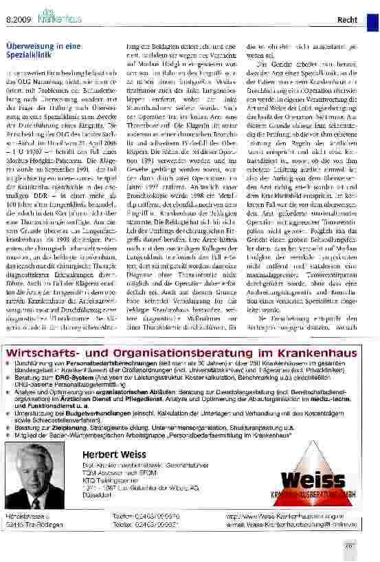 Vorschauseite 3: Haftungsfragen bei Überweisung eines Patienten ins Krankenhaus