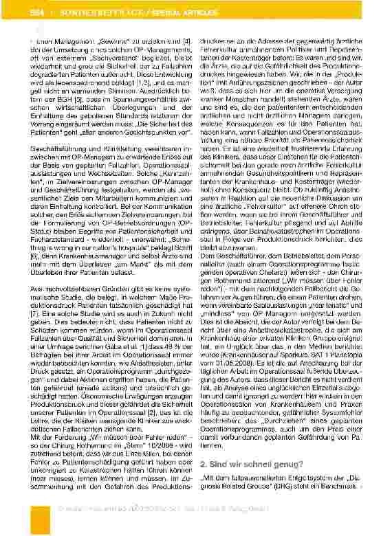 Vorschauseite 3: Produktionsdruck im Operationssaal gefährdet Patienten