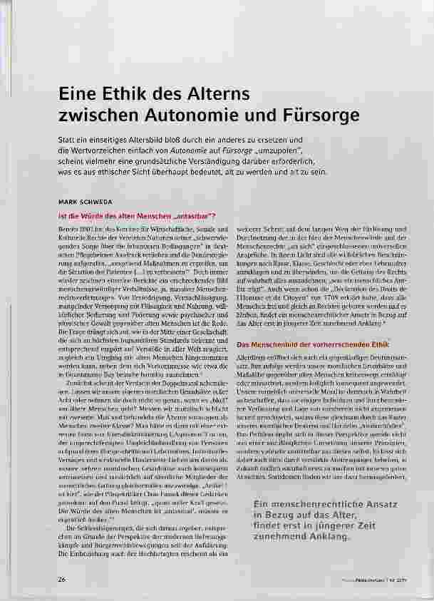 Vorschauseite 1: Eine Ethik des Alterns zwischen Autonomie und Fürsorge