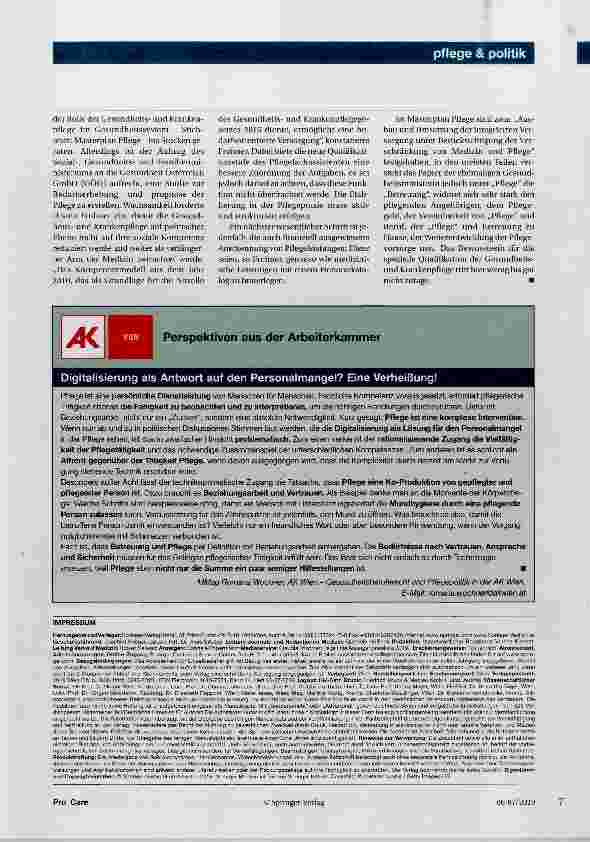 Vorschauseite 2: Ein Berufsausweis für die Pflege