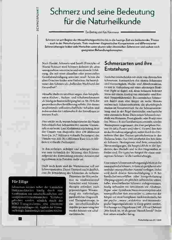 Vorschauseite 1: Schmerz und seine Bedeutung für die Naturheilkunde