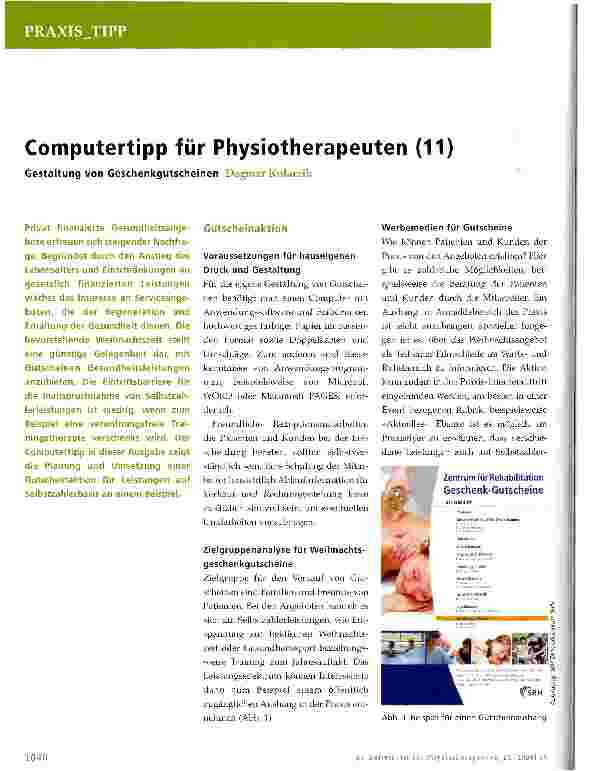 Vorschauseite 1: Computertipp für Physiotherapeuten (11)