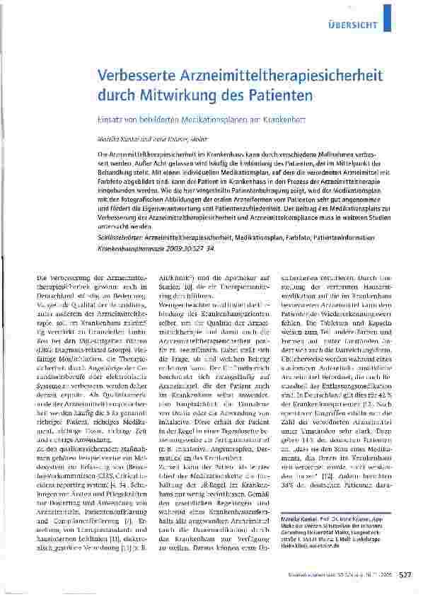 Vorschauseite 1: Verbesserte Arzneimitteltherapiesicherheit durch Mitwirkung des Patienten