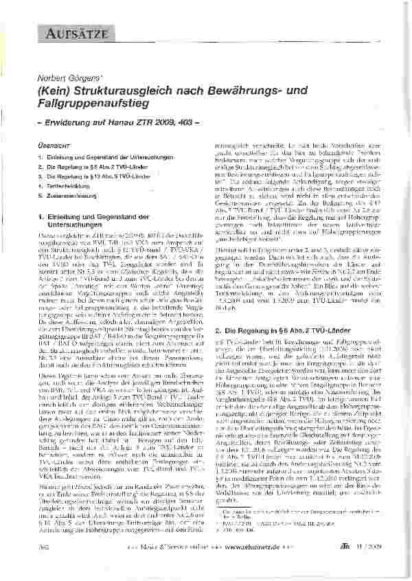 Vorschauseite 1: (Kein) Strukturausgleich nach Bewährungsund Fallgruppenaufstieg