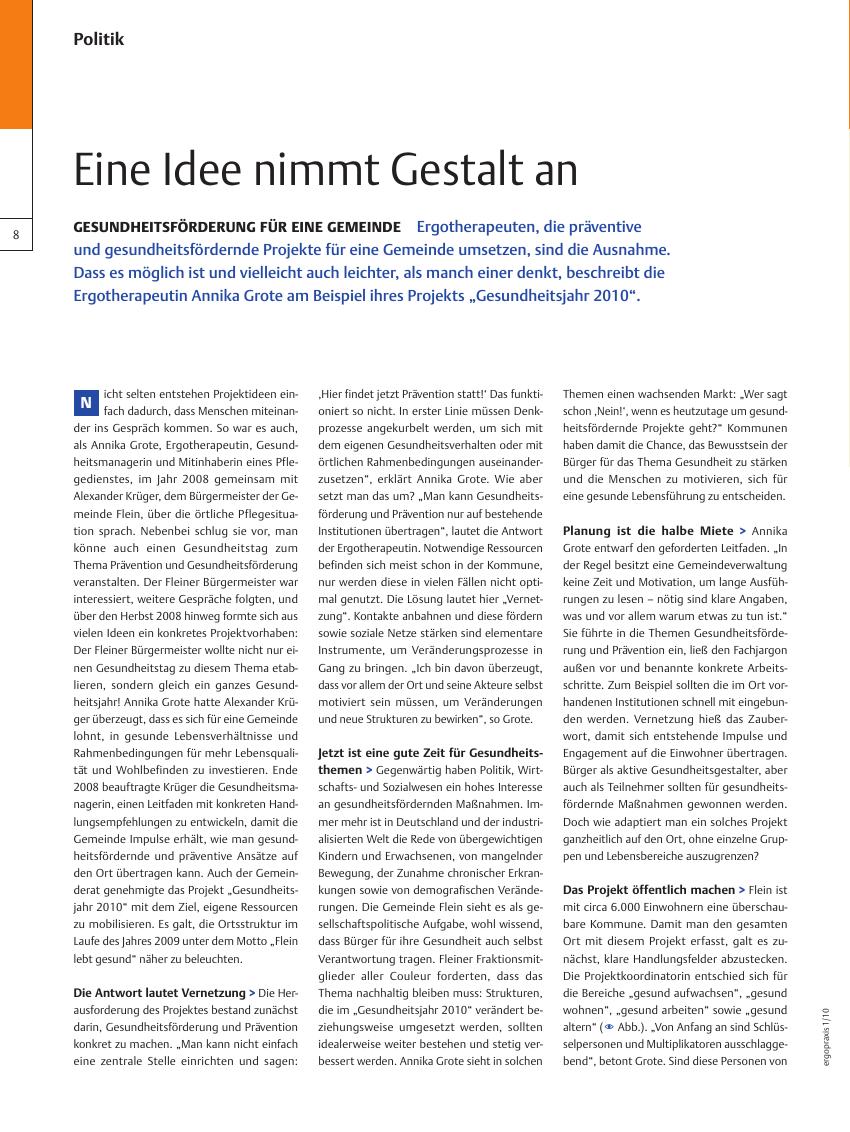 Vorschauseite 1: Gesundheitsförderung für eine Gemeinde ? Eine Idee nimmt Gestalt an