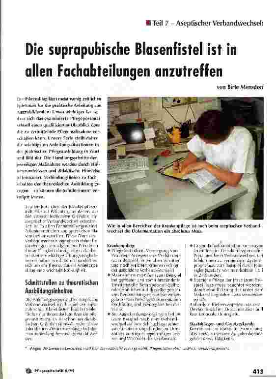 Vorschauseite 1: Die suprapubische Blasenfistel ist in allen Fachabteilungen anzutreffen Teil 7 - Aseptischer Verbandwechsel