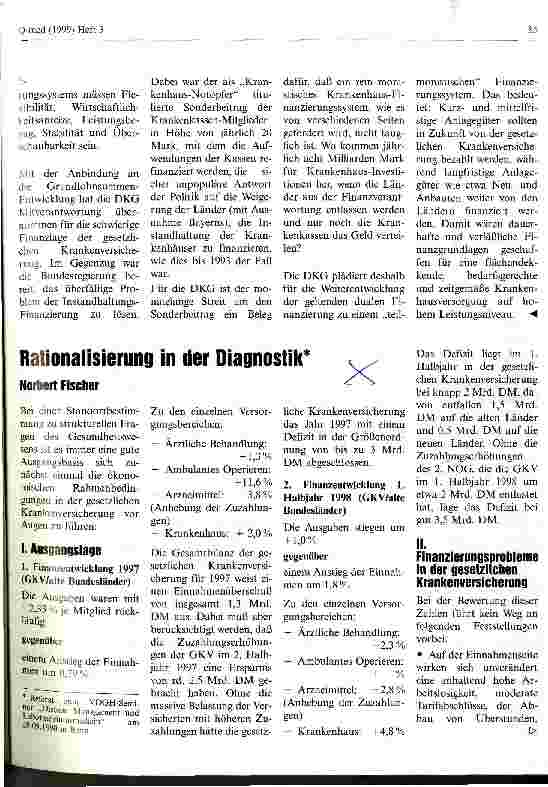 Vorschauseite 1: Rationalisierung in der Diagnostik