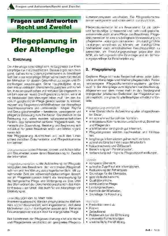 Vorschauseite 1: Pflegeplanung in der Altenpflege