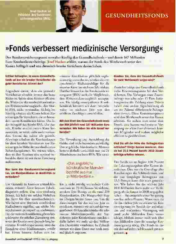 Vorschauseite 1: Fonds verbessert medizinische Versorgung