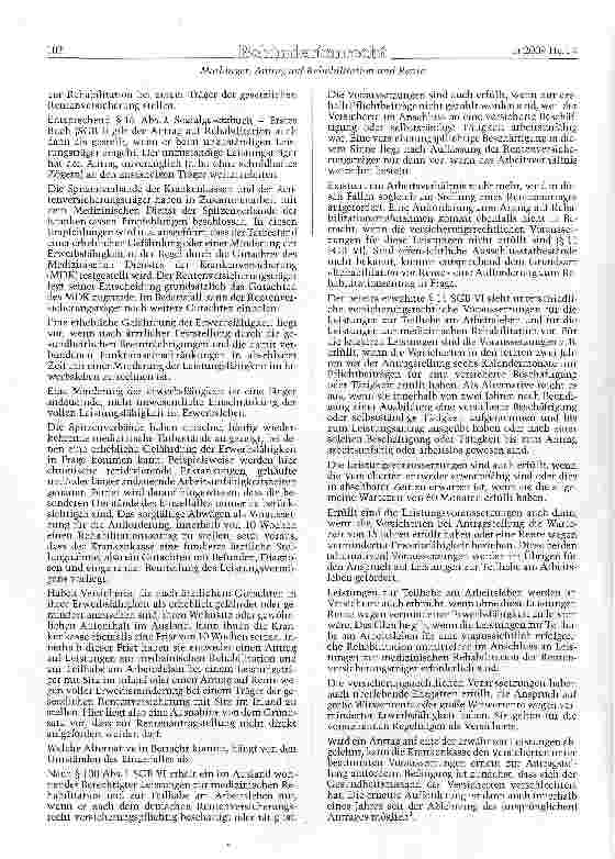 Vorschauseite 2: Antrag auf Rehabilitation und Rente -Einschränkung des Dispositionsrechts des Versicherten