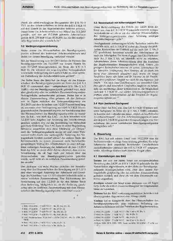 Vorschauseite 2: Hinausschieben des Beendigungszeitpunkts bei Befristung bis zur Regelaltersgrenze