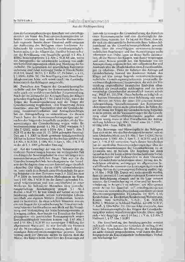 Vorschauseite 4: BGB § 839 Abs. 1; GG Art. 34; SGB I § 14;SGB VI § 43 Abs. 2; SGB XII § 41 Amtspflichtverletzung: Beratungspflicht des Sozialhilfeträgers bei Beantragung von laufenden Leistungen d…