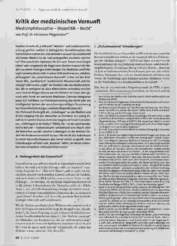 Vorschauseite 1: Kritik der medizinischen Vernunft