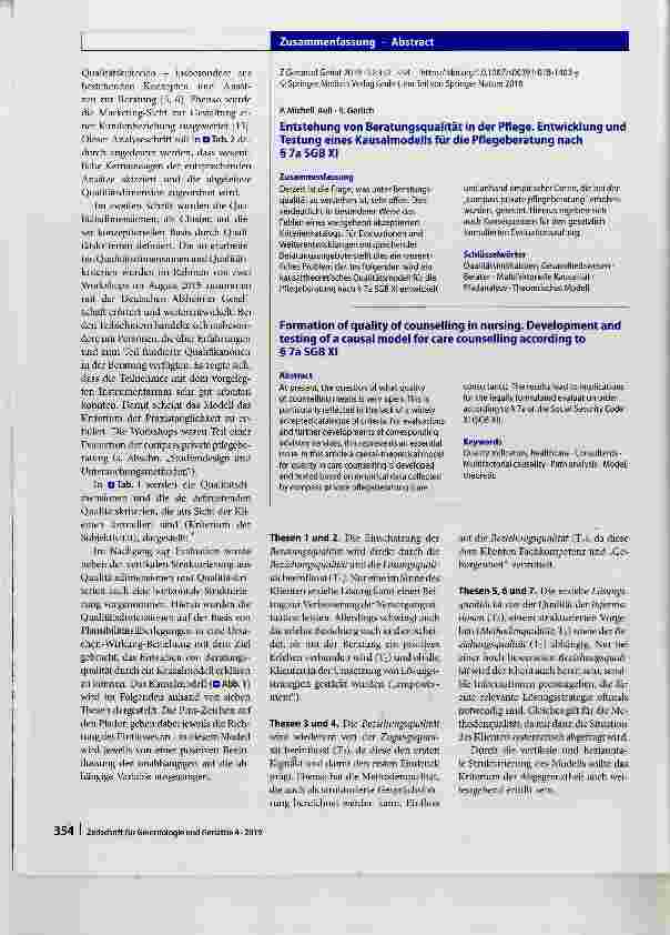 Vorschauseite 3: Entstehung von Beratungsqualität in der Pflege Entwicklung und Testung eines Kausalmodells für die Pflegeberatung nach § 7a SGB XI