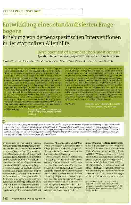 Vorschauseite 1: Entwicklung eines standardisierten Fragebogens