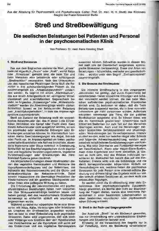 Vorschauseite 1: Die seelische Belastung bei Patienten und Personal in der psychosomatischen Klinik