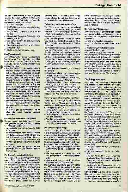 Vorschauseite 4: Pflegemodelle und Pflegeprozeß Beilage Dokumentation Ausund Fortbildung