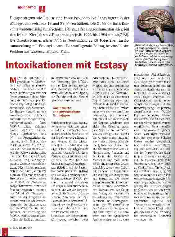 Vorschauseite 1: Intoxikationen mit Ecstasy