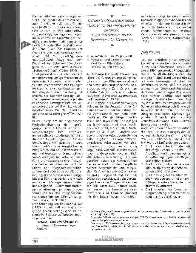 Vorschauseite 2: Arbeitszeitgestaltung als Beitrag zur Humanisierung professioneller Pflegetätigkeit