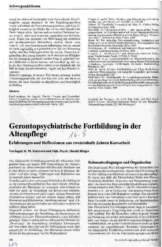 Vorschauseite 5: Ambulante gerontopsychatriesche Pflege Der Sozialpsychiatrische Dienst für alte Menschen