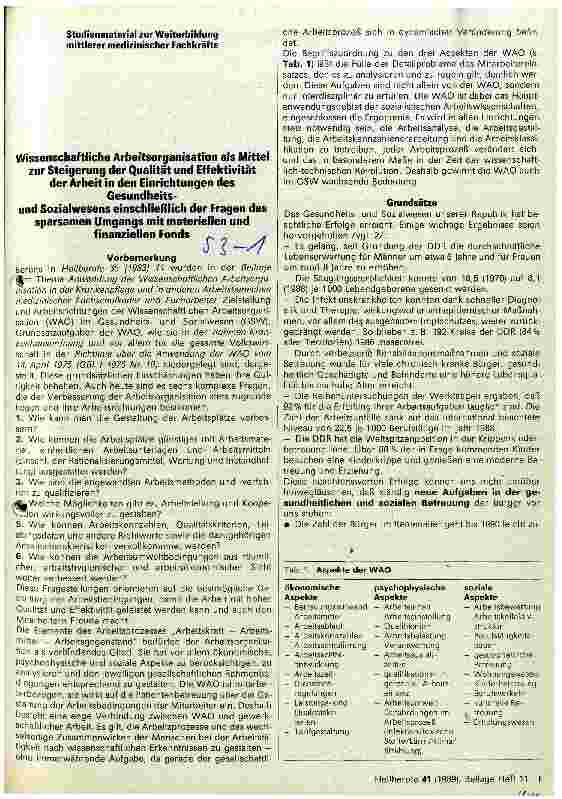 Vorschauseite 1: Wissenschaftliche Arbeitsorganisation als Mittel zur Steigerung der Qualität und Effektivität der Arbeit im Gesundheitswesen