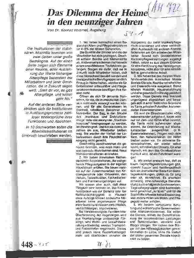 Vorschauseite 1: Das Dilemma der Heime in den neunziger Jahren