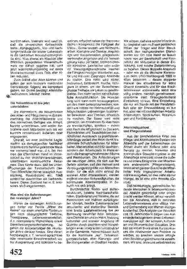 Vorschauseite 4: Das Dilemma der Heime in den neunziger Jahren