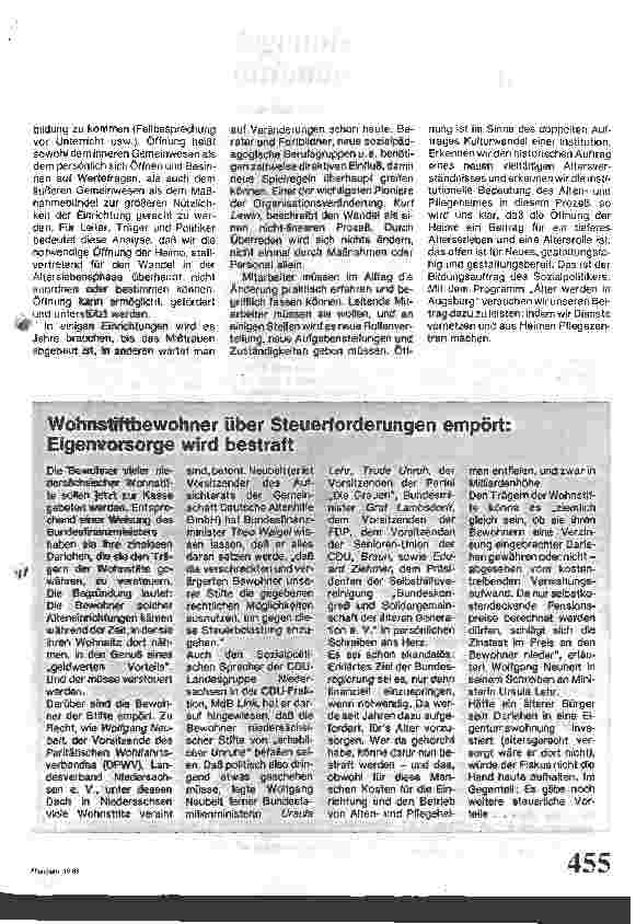 Vorschauseite 6: Das Dilemma der Heime in den neunziger Jahren