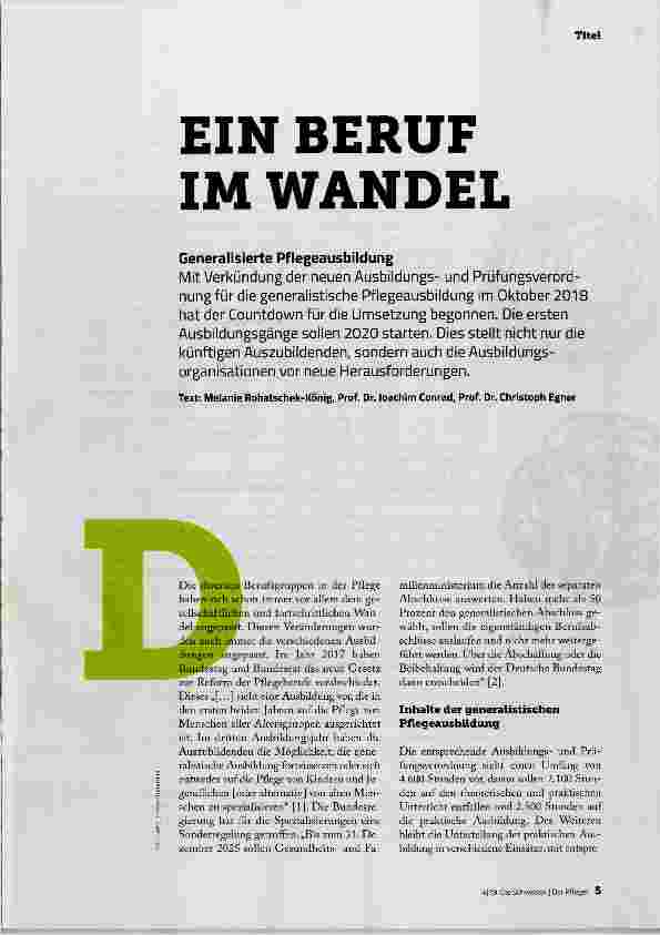 Vorschauseite 1: EIN BERUF IM WANDEL