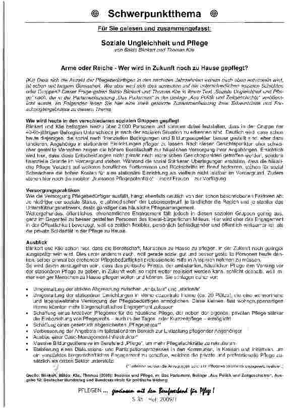 Vorschauseite 1: Soziale Ungleichheit und Pflege