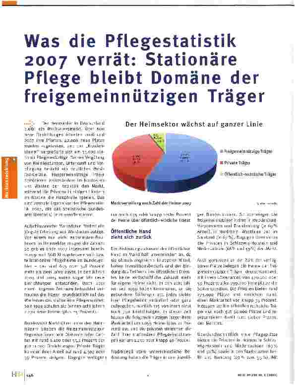 Vorschauseite 1: Was die Pflegestatistik 2007 verrät: Stationäre Pflege bleibt Domäne der freigemeinnützigen Träger