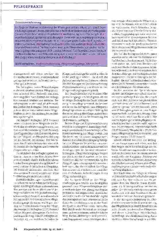 Vorschauseite 3: Pflegestudiengangsabsolventen in der Praxis