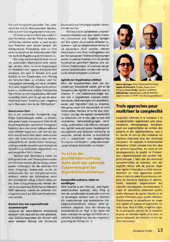 Vorschauseite 2: Komplexität erfordert Qualität in Spitalführung und -organisation