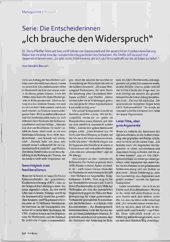 Vorschauseite 1: Serie: Die Entscheiderinnen „Ich brauche den Widerspruch