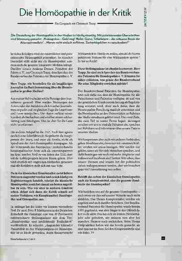 Vorschauseite 1: Die Homöopathie in der Kritik