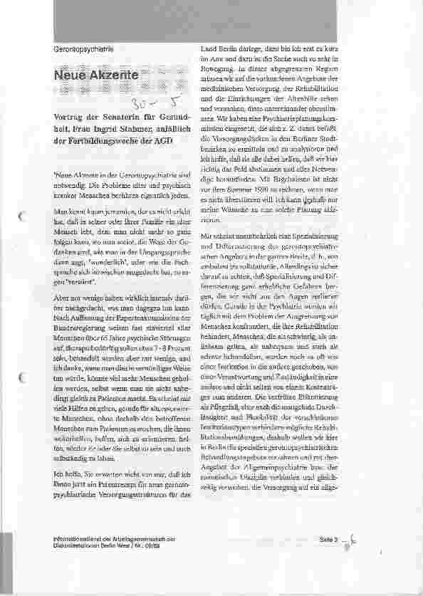 Vorschauseite 1: Neue Akzente Gerontopsychiatrie