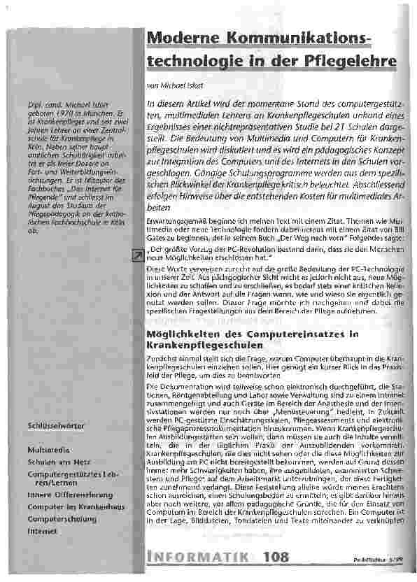 Vorschauseite 1: Moderne Kommunikationstechnologie in der Pflegelehre