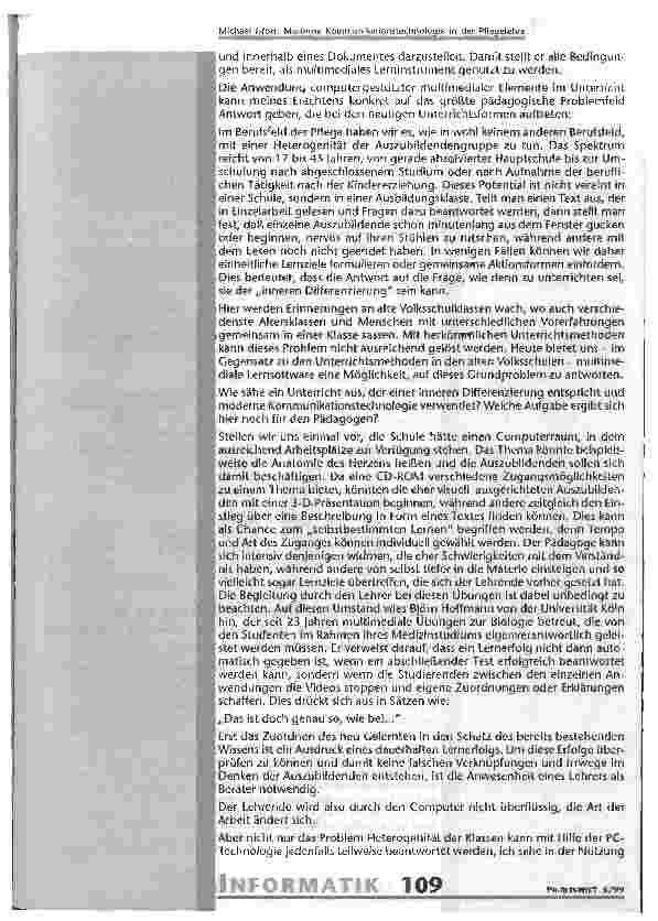 Vorschauseite 2: Moderne Kommunikationstechnologie in der Pflegelehre