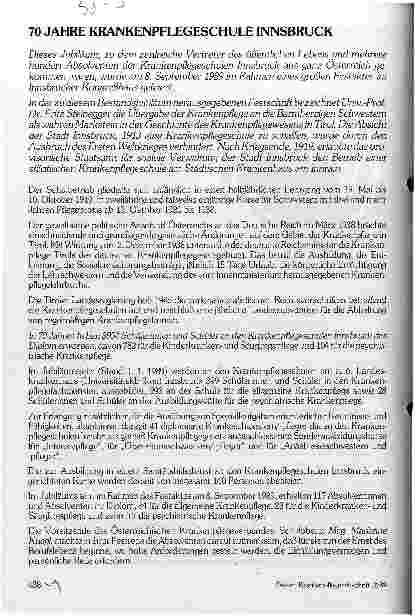 Vorschauseite 1: 70 Jahre Krankenpflegeschule Innsbruck