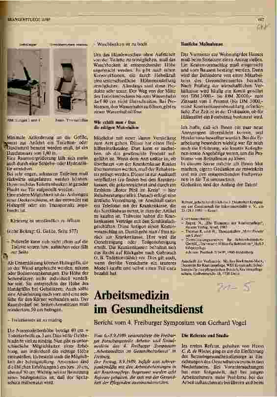 Vorschauseite 1: Arbeitsmedizin im Gesundheitsdienst Bericht vom 4. Freiburger Symposium