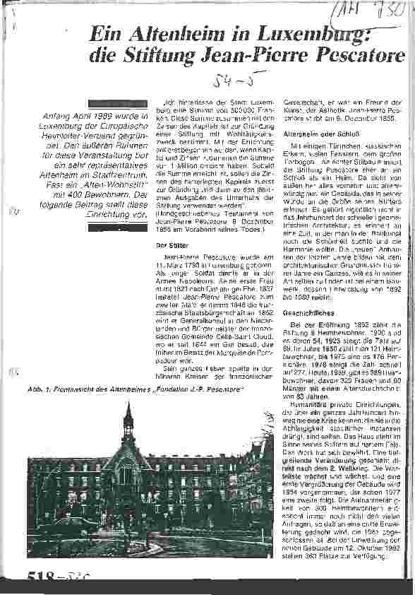 Vorschauseite 1: Ein Altenheim in Luxemburg: Die Stiftung Jean-Pierre Pescatore