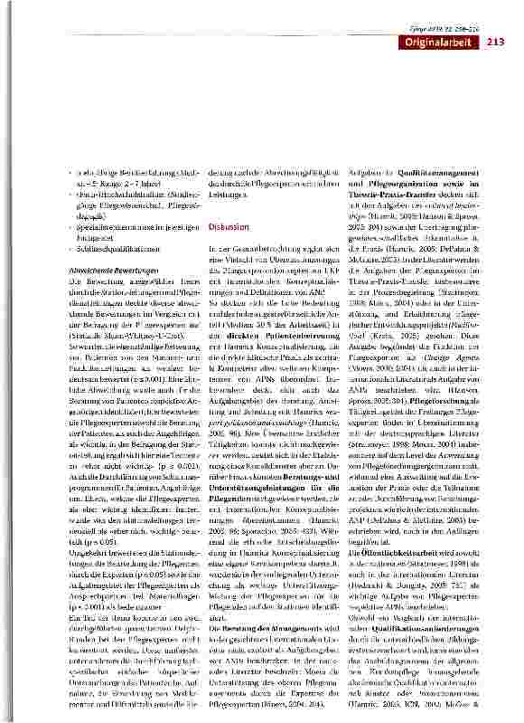 Vorschauseite 6: Aufgabengebiete klinisch tätiger Pflegeexperten in Deutschland und deren Verortung in der internationalen Advanced Nursing Practice