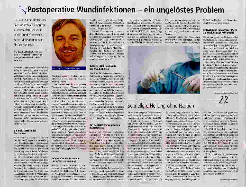 Vorschauseite 1: Postoperative Wundinfektionen - ein ungelöstes Problem