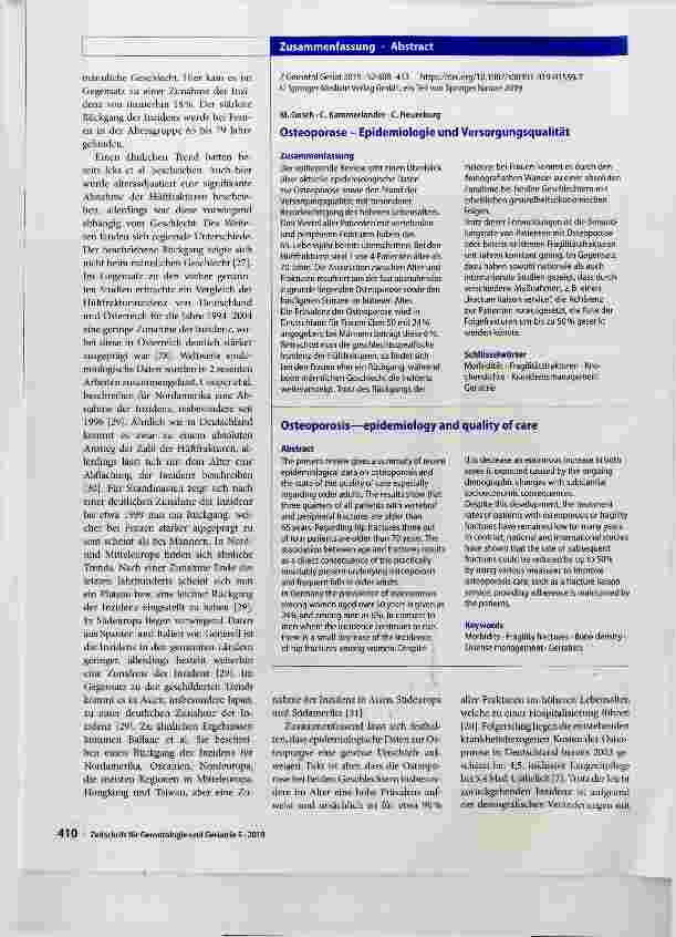Vorschauseite 3: Osteoporose Epidemiologie und Versorgungsqualität